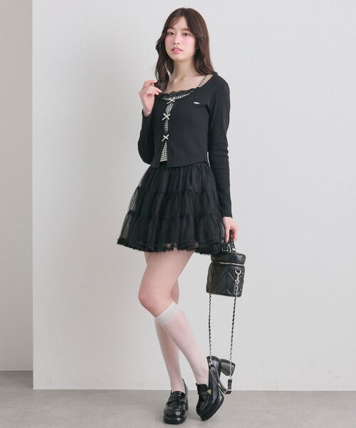 OLIVE des OLIVE（オリーブデオリーブ）の「映えリボントップス（Tシャツ/カットソー・レディース・ブラック/ピンク/サックスブルー/イエロー・FREE）」の19枚目の写真