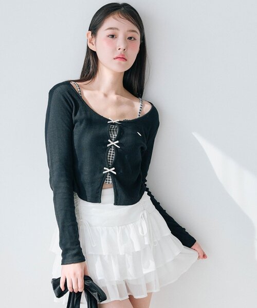 OLIVE des OLIVE（オリーブデオリーブ）の「映えリボントップス（Tシャツ/カットソー・レディース・ブラック/ピンク/サックスブルー/イエロー・FREE）」の20枚目の写真