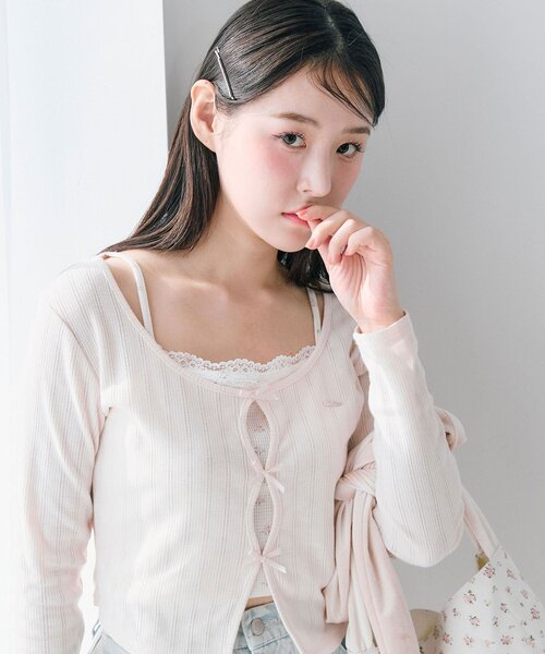 OLIVE des OLIVE（オリーブデオリーブ）の「映えリボントップス（Tシャツ/カットソー・レディース・ブラック/ピンク/サックスブルー/イエロー・FREE）」の12枚目の写真