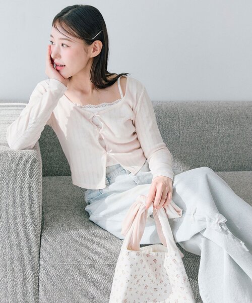 OLIVE des OLIVE（オリーブデオリーブ）の「映えリボントップス（Tシャツ/カットソー・レディース・ブラック/ピンク/サックスブルー/イエロー・FREE）」の14枚目の写真