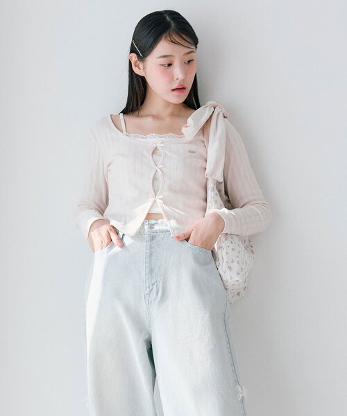 OLIVE des OLIVE（オリーブデオリーブ）の「映えリボントップス（Tシャツ/カットソー・レディース・ブラック/ピンク/サックスブルー/イエロー・FREE）」の15枚目の写真