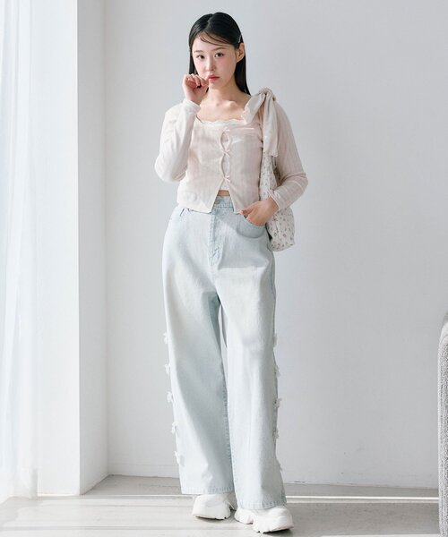 OLIVE des OLIVE（オリーブデオリーブ）の「映えリボントップス（Tシャツ/カットソー・レディース・ブラック/ピンク/サックスブルー/イエロー・FREE）」の22枚目の写真