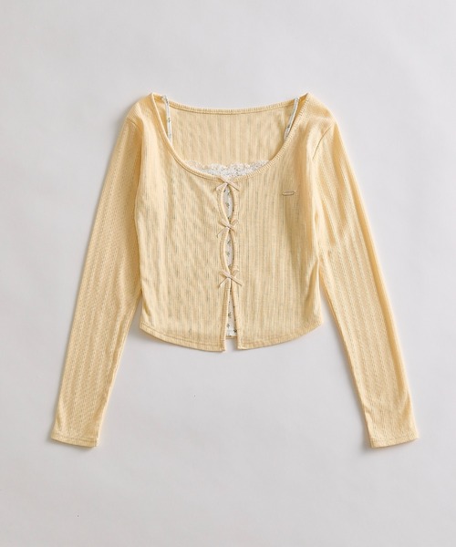 OLIVE des OLIVE（オリーブデオリーブ）の「映えリボントップス（Tシャツ/カットソー・レディース・ブラック/ピンク/サックスブルー/イエロー・FREE）」の7枚目の写真