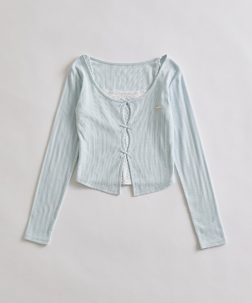 OLIVE des OLIVE（オリーブデオリーブ）の「映えリボントップス（Tシャツ/カットソー・レディース・ブラック/ピンク/サックスブルー/イエロー・FREE）」の6枚目の写真