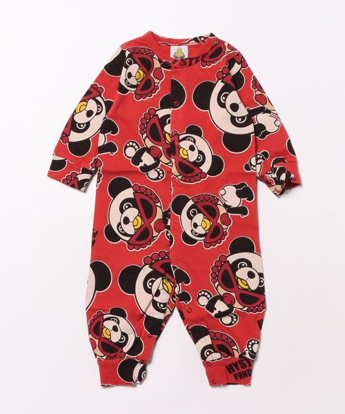 HYSTERIC MINI（ヒステリックミニ）の「PANDA MINI総柄 カバーオール（ロンパース・キッズ・ホワイト/ブラック/レッド・FREE）」の2枚目の写真