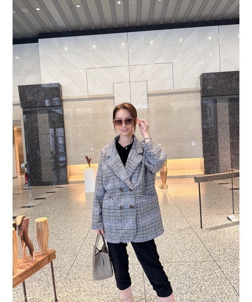 Day and Grade(デイアンドグレイド)の「【真山景子セレクト】ミドル丈チェックジャケット(テーラードジャケット・レディース・ブラック系その他・FREE)」の15枚目の写真