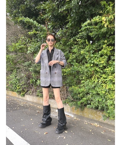 Day and Grade(デイアンドグレイド)の「【真山景子セレクト】ミドル丈チェックジャケット(テーラードジャケット・レディース・ブラック系その他・FREE)」の4枚目の写真