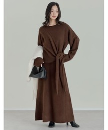 Re:EDIT | [2点セット][セットアップ][手洗い可能][低身長サイズ有]カシミヤタッチカシュクールニットトップス×スカート(セットアップ)