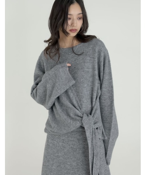 Re:EDIT（リエディ）の「[2点セット][セットアップ][手洗い可能][低身長サイズ有]カシミヤタッチカシュクールニットトップス×スカート（セットアップ・レディース・ブラウン/グレー/ブラック/アイボリー・SHORT/AM/MEDIUM/LARGE）」の19枚目の写真