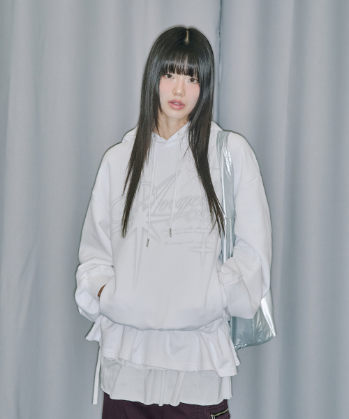 エンジェルレイヤードスカートフードTシャツ - OFF WHITE（パーカー 