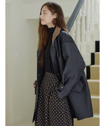 Band Neck Half Trench Jacket - NAVY