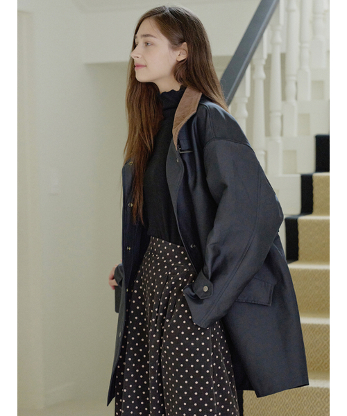 AVANT-G(アバン)の「Band Neck Half Trench Jacket - NAVY(トレンチコート・レディース・その他・FREE)」の1枚目の写真