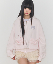 ILLIGO（イリゴ）の「チェックボウポケットフードジップアップベビーピンク（パーカー）」