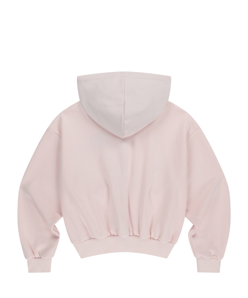 チェックボウポケットフードジップアップベビーピンク（パーカー