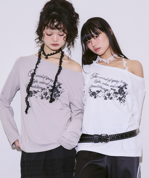 ILLIGO(イリゴ)の「ヴィンテージローズロングスリーブグレー(Tシャツ/カットソー・レディース・その他・ONE SIZE)」の3枚目の写真