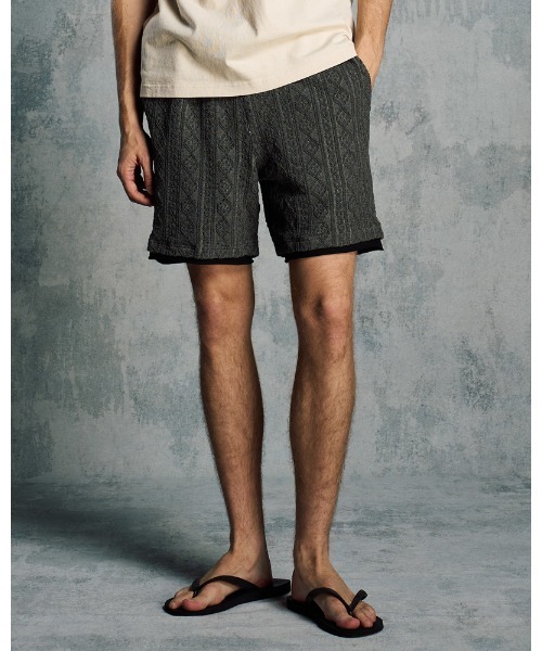 wjk(ダヴルジェイケイ)の「jacquard summer knit shorts(その他パンツ・メンズ・トップグレー/ブラック/ネイビー・SMALL/MEDIUM/LARGE/X-LARGE)」の1枚目の写真