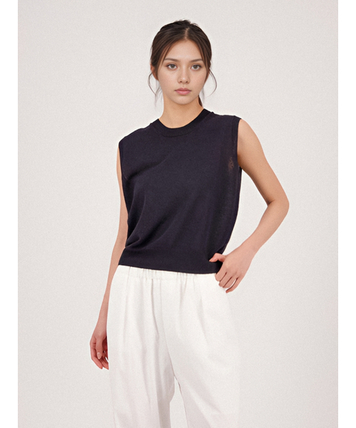 ACUD(アクド)の「Linen Round Neck Sleeveless Knit _Navy(ニット/セーター・レディース・ネイビー・FREE)」の3枚目の写真