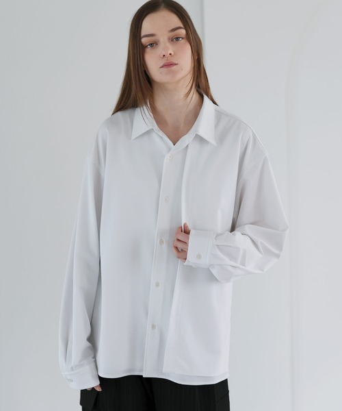 SOCCE（ソーシー）の「ルーズシルエットアシメトリックレイヤーシャツ（シャツ/ブラウス・メンズ・サックスブルー/ブラック/ホワイト・M/S/XL/L）」の2枚目の写真