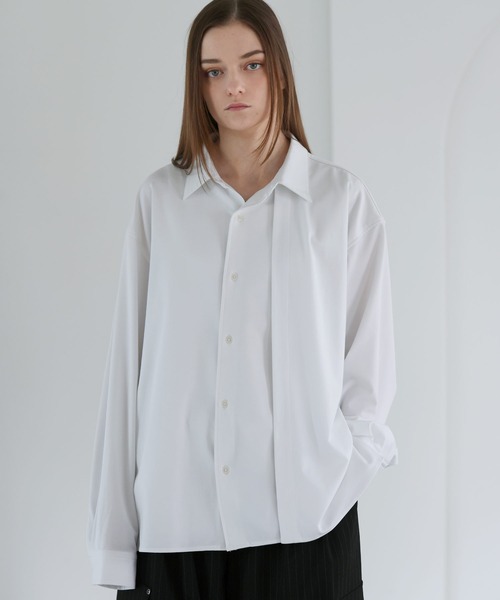 SOCCE（ソーシー）の「ルーズシルエットアシメトリックレイヤーシャツ（シャツ/ブラウス・メンズ・サックスブルー/ブラック/ホワイト・M/S/XL/L）」の4枚目の写真