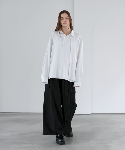 SOCCE（ソーシー）の「ルーズシルエットアシメトリックレイヤーシャツ（シャツ/ブラウス・メンズ・サックスブルー/ブラック/ホワイト・M/S/XL/L）」の9枚目の写真