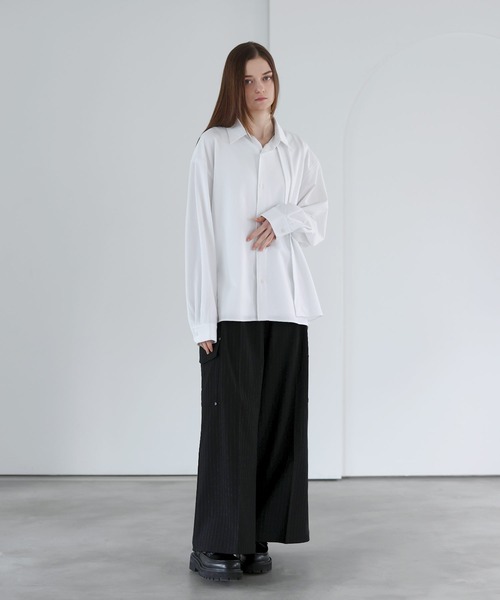 SOCCE（ソーシー）の「ルーズシルエットアシメトリックレイヤーシャツ（シャツ/ブラウス・メンズ・サックスブルー/ブラック/ホワイト・M/S/XL/L）」の12枚目の写真