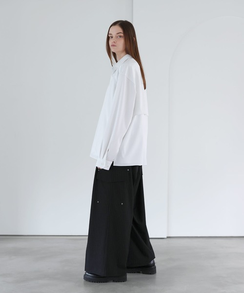 SOCCE（ソーシー）の「ルーズシルエットアシメトリックレイヤーシャツ（シャツ/ブラウス・メンズ・サックスブルー/ブラック/ホワイト・M/S/XL/L）」の13枚目の写真