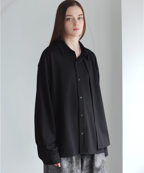 SOCCE（ソーシー）の「ルーズシルエットアシメトリックレイヤーシャツ（シャツ/ブラウス・メンズ・サックスブルー/ブラック/ホワイト・M/S/XL/L）」の16枚目の写真