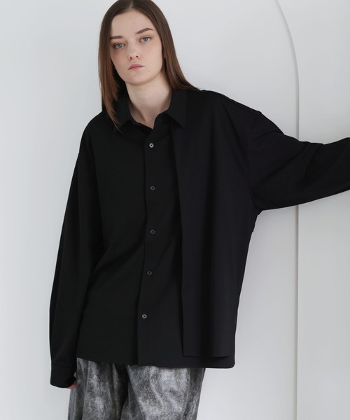 SOCCE（ソーシー）の「ルーズシルエットアシメトリックレイヤーシャツ（シャツ/ブラウス・メンズ・サックスブルー/ブラック/ホワイト・M/S/XL/L）」の18枚目の写真