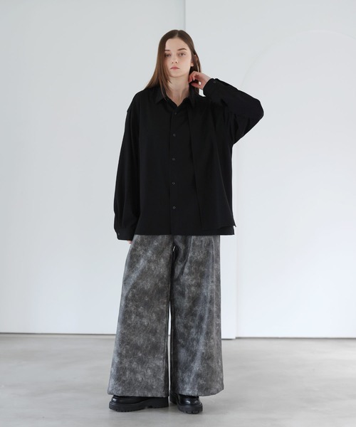 SOCCE（ソーシー）の「ルーズシルエットアシメトリックレイヤーシャツ（シャツ/ブラウス・メンズ・サックスブルー/ブラック/ホワイト・M/S/XL/L）」の22枚目の写真