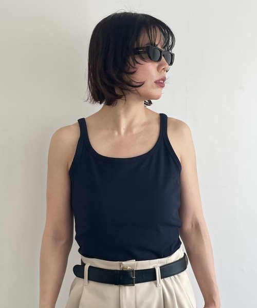 Henon.（ヘノン）の「リブタンクトップ（タンクトップ・レディース・ネイビー/グレー/ブラック/ホワイト・F）」の4枚目の写真