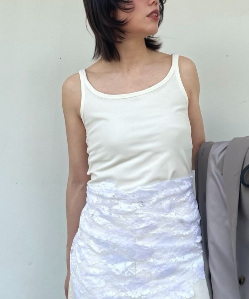 Henon.（ヘノン）の「リブタンクトップ（タンクトップ・レディース・ネイビー/グレー/ブラック/ホワイト・F）」の2枚目の写真