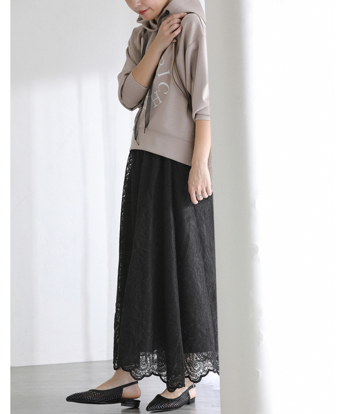 La TOTALITE（ラトータリテ）の「【洗える】TORRAZZO DONNA/トラッゾドンナ 別注レーススカート（スカート・レディース・アイボリー/ブラック/ホワイト・FREE）」の3枚目の写真