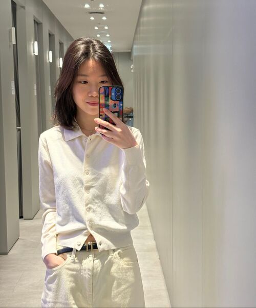 MUSINSA STANDARD WOMAN（ムシンサスタンダードウーマン）の「ウィメンズウォッシャブルスーピマコットンニットポロシャツ[ヘッダーライトベージュ]（ニット/セーター・レディース・その他・SMALL/MEDIUM/LARGE/X-SMALL）」の2枚目の写真