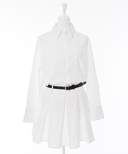 Narcissus（ナルシス）の「シャツベルトワンピース（ワンピース・レディース・ブルー/ホワイト・FREE）」の9枚目の写真