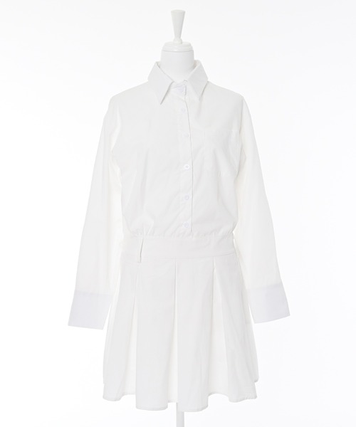 Narcissus（ナルシス）の「シャツベルトワンピース（ワンピース・レディース・ブルー/ホワイト・FREE）」の10枚目の写真