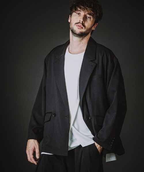 NO ID.（ノーアイディ）の「mj11372-ﾊﾞｯｸｽﾘｯﾄﾀﾞﾌﾞﾙﾌﾞﾚｽﾄJKT ジャケット(458006-408J)（テーラードジャケット・メンズ・グレー/ブラック・ONE SIZE）」の2枚目の写真