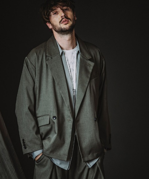 NO ID.（ノーアイディ）の「mj11372-ﾊﾞｯｸｽﾘｯﾄﾀﾞﾌﾞﾙﾌﾞﾚｽﾄJKT ジャケット(458006-408J)（テーラードジャケット・メンズ・グレー/ブラック・ONE SIZE）」の3枚目の写真