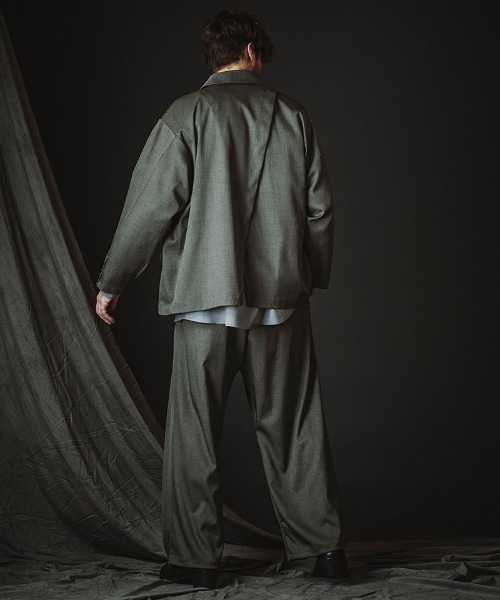 NO ID.（ノーアイディ）の「mj11372-ﾊﾞｯｸｽﾘｯﾄﾀﾞﾌﾞﾙﾌﾞﾚｽﾄJKT ジャケット(458006-408J)（テーラードジャケット・メンズ・グレー/ブラック・ONE SIZE）」の8枚目の写真