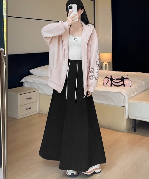 Miniministore(ミニミニストア)の「スウェットロングスカート 美脚 春秋冬(スカート・レディース・グレー/ネイビー/ブラック・M/S/L)」の11枚目の写真