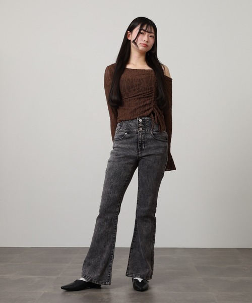 .WORKS（ドットワークス）の「.works　ストレッチデニム3個釦フレアー股下（デニムパンツ・レディース・ダークグレー/ライトブルー/ブルー・L-Long/M-Long/S-Long/L-Regular/M-Regular/S-Regular）」の17枚目の写真
