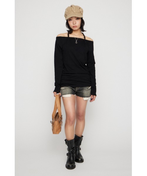 LAGUA GEM(ラグアジェム)の「HALTER NECK CUT チュニック(Tシャツ/カットソー・レディース・ブラック/カーキ/ホワイト・FREE)」の6枚目の写真