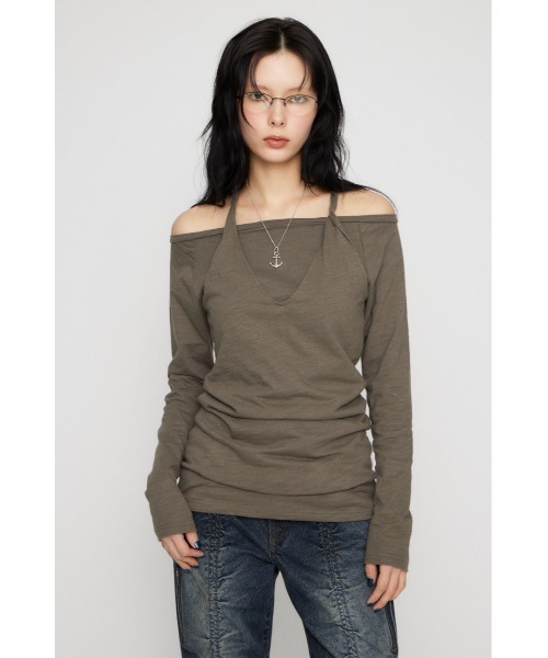 LAGUA GEM(ラグアジェム)の「HALTER NECK CUT チュニック(Tシャツ/カットソー・レディース・ブラック/カーキ/ホワイト・FREE)」の8枚目の写真