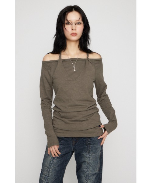 LAGUA GEM(ラグアジェム)の「HALTER NECK CUT チュニック(Tシャツ/カットソー・レディース・ブラック/カーキ/ホワイト・FREE)」の9枚目の写真