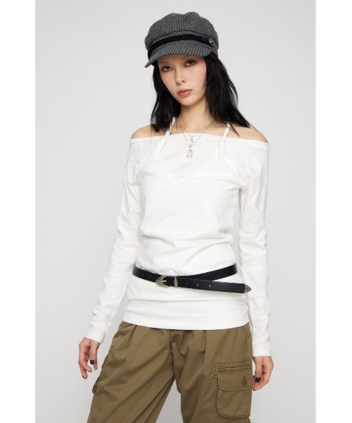 LAGUA GEM(ラグアジェム)の「HALTER NECK CUT チュニック(Tシャツ/カットソー・レディース・ブラック/カーキ/ホワイト・FREE)」の12枚目の写真