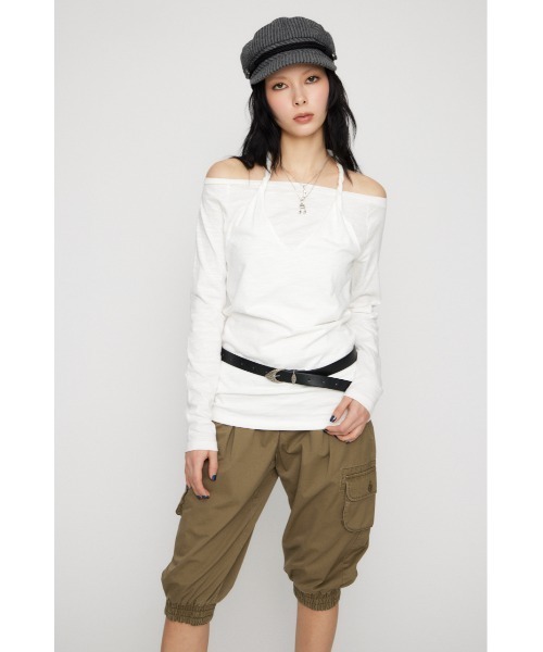 LAGUA GEM(ラグアジェム)の「HALTER NECK CUT チュニック(Tシャツ/カットソー・レディース・ブラック/カーキ/ホワイト・FREE)」の13枚目の写真
