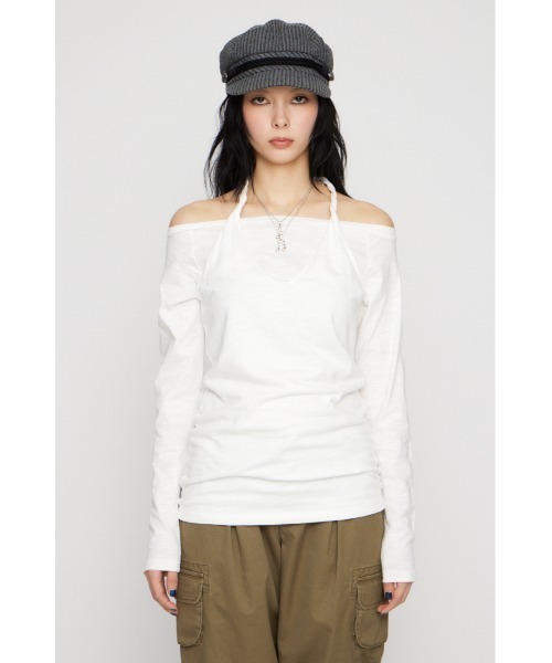 LAGUA GEM(ラグアジェム)の「HALTER NECK CUT チュニック(Tシャツ/カットソー・レディース・ブラック/カーキ/ホワイト・FREE)」の15枚目の写真