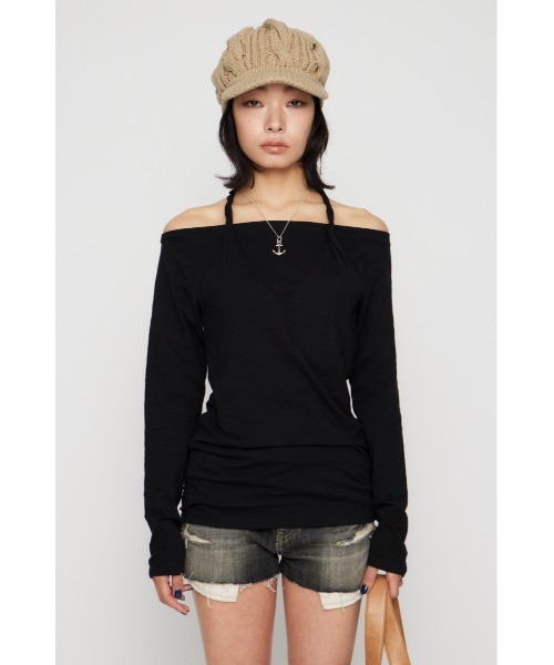 LAGUA GEM(ラグアジェム)の「HALTER NECK CUT チュニック(Tシャツ/カットソー・レディース・ブラック/カーキ/ホワイト・FREE)」の21枚目の写真