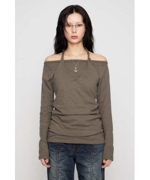 LAGUA GEM(ラグアジェム)の「HALTER NECK CUT チュニック(Tシャツ/カットソー・レディース・ブラック/カーキ/ホワイト・FREE)」の22枚目の写真