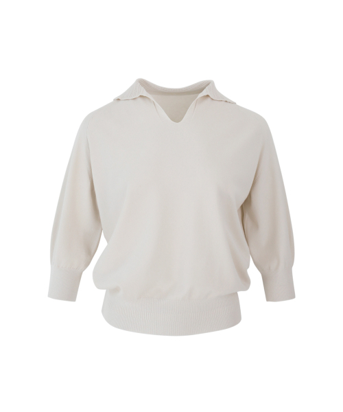 VASCARA(バスカラ)の「V Collar Neck Raglan Capri Knitwear (3colors)(ニット/セーター・レディース・ブラック/カーキ/クリーム・FREE)」の6枚目の写真