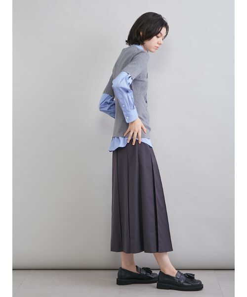 Mila Owen（ミラオーウェン）の「プリーツタックスカート（スカート・レディース・チャコールグレー/キャメル/チェック・1/0）」の6枚目の写真